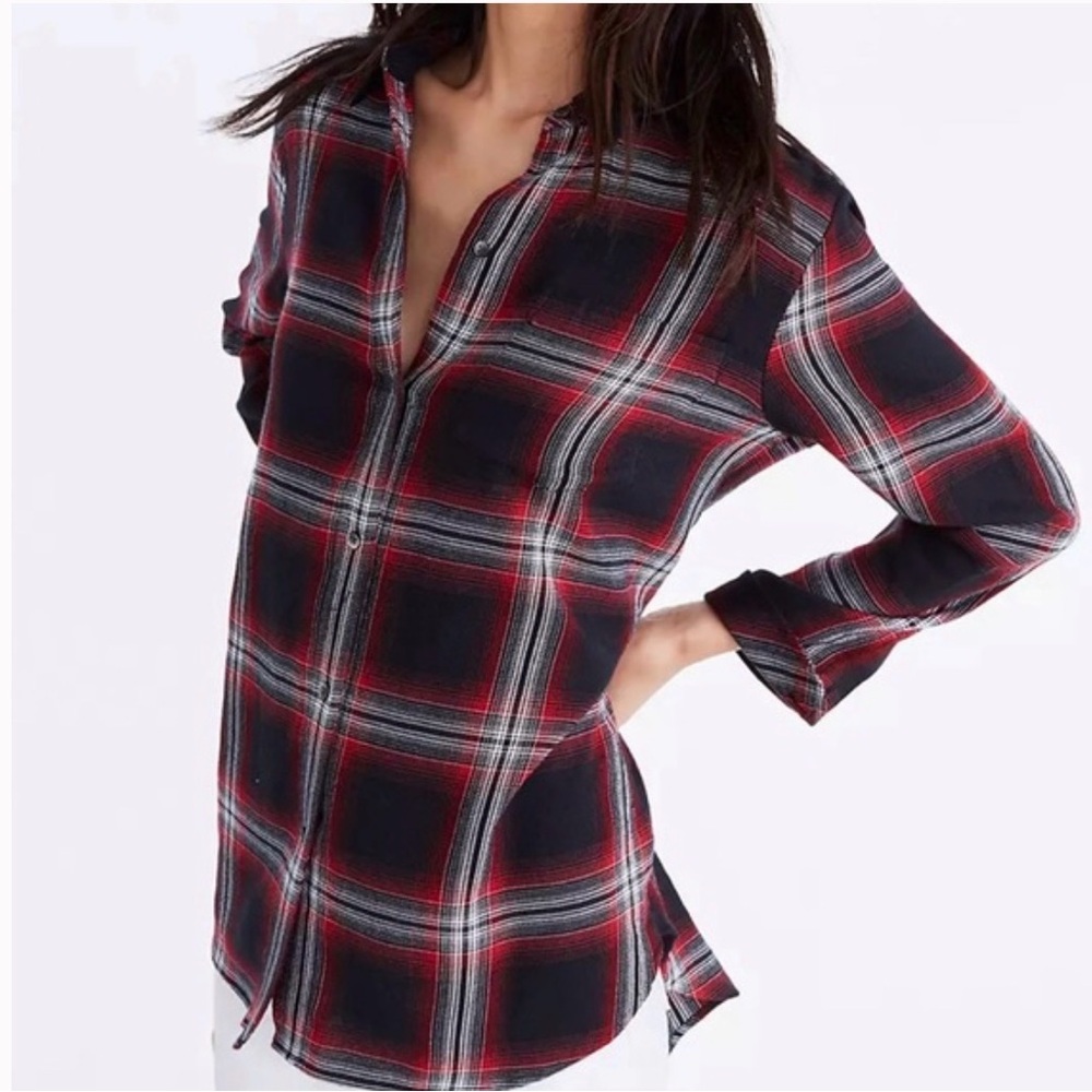 Madewell Plaid Cotton Shirt Small Grunge Academia Flannel Oversized Casual Y2K - Picture 2 of 5